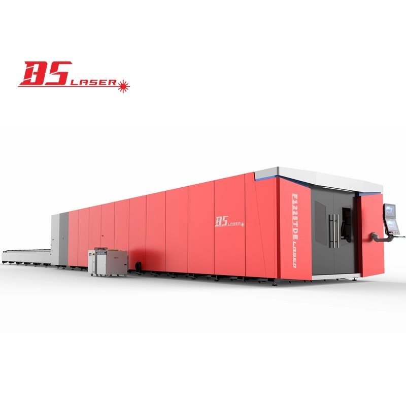 BAISHENG LASER عالية الطاقة CNC قطع الصفائح المعدنية آلة الألياف الليزر القاطع مع كامل مغلق ومغير البليت