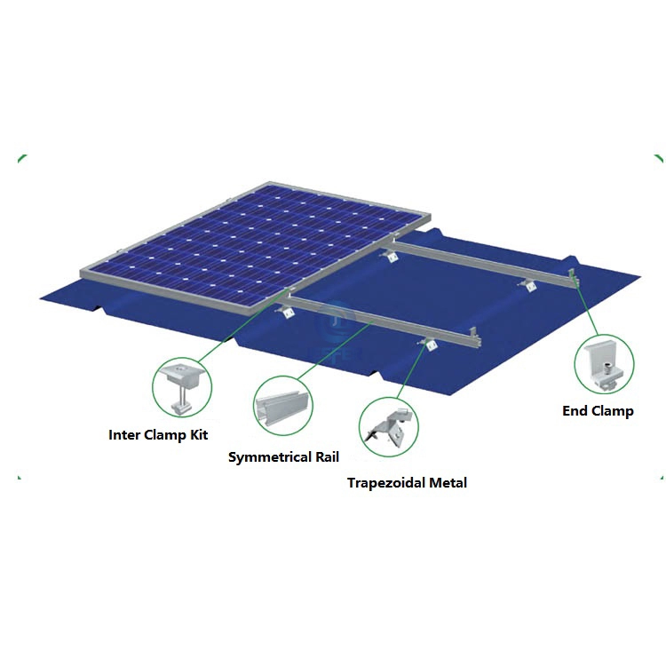 نظام تركيب الطاقة الشمسية على شكل شبه منحرف للسقف المعدني