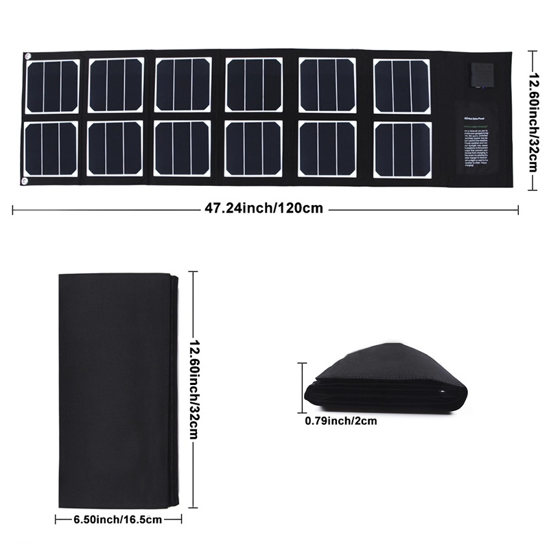 40W صن باور شاحن للطاقة الشمسية المحمولة للطاقة الشمسية لأجهزة الكمبيوتر المحمول والهاتف المحمول