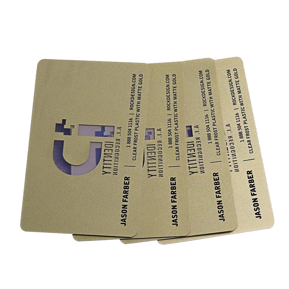 CR80 ماتي الذهب مسحوق PVC بطاقات العمل الشفافة