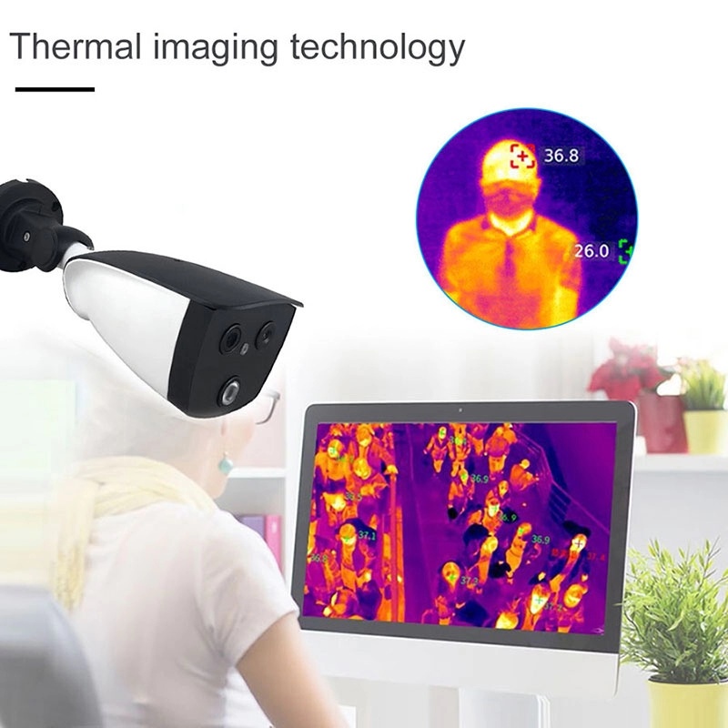 كاميرا تصوير حراري ثنائي العينين تعمل بالذكاء الاصطناعي بدون اتصال ، حل نظام فحص الحمى الضوئية ثنائي الطيف وقياس درجة الحرارة