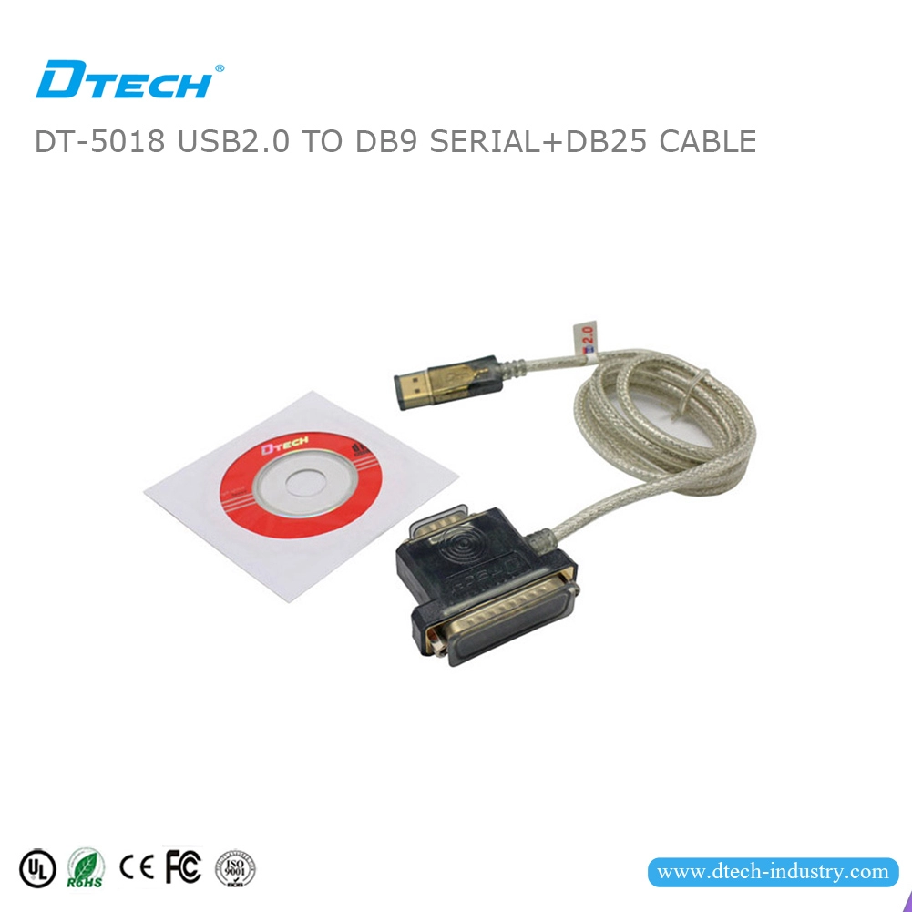 DTECH DT-5018 USB 2.0 إلى RS232 DB9 وكابل محول DB25
