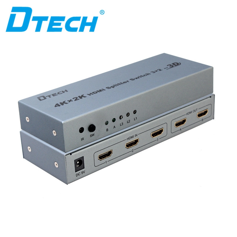 DTECH DT-7432 4K محول موزع HDMI 3 إلى 2