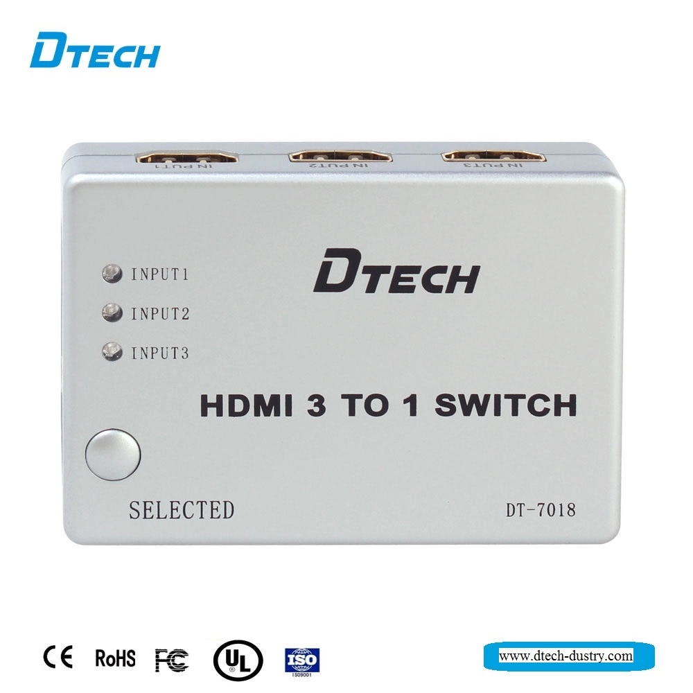 DTECH DT-7018 3 in 1 out HDMI SWITCH يدعم 1080p و 3D