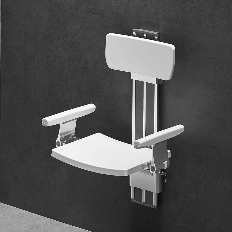 كرسي استحمام قابل لتعديل ارتفاعه مع مقابض ومسند ظهر
