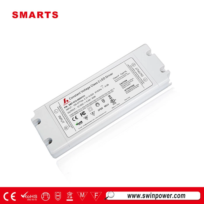 60W LED Power Supply 100-277V AC Input UL مدرج لشريط LED