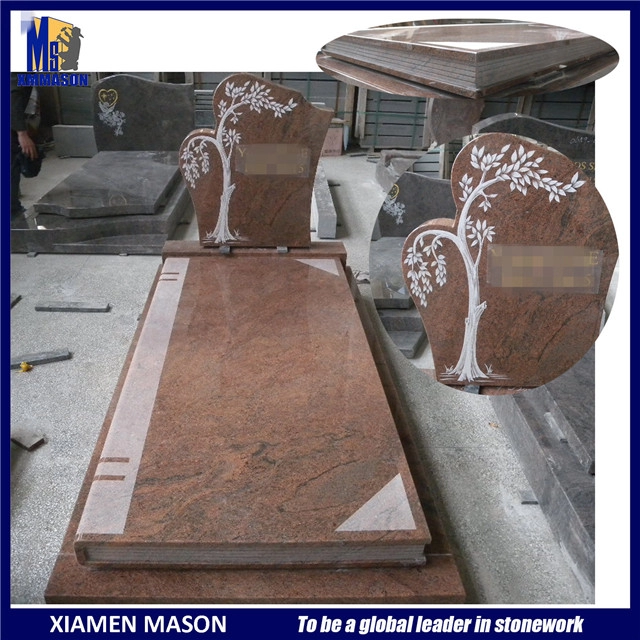 تخصيص Mason France حجر القبر متعدد الألوان الأحمر مع نحت الكتاب