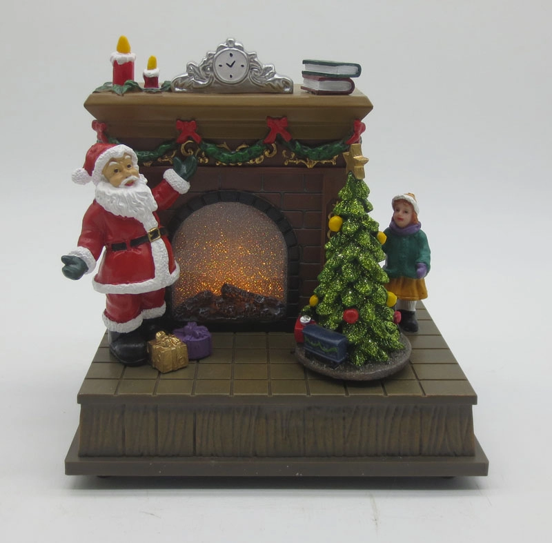 مدفأة LED لعيد الميلاد سانتا مع شجرة عيد الميلاد المتحركة