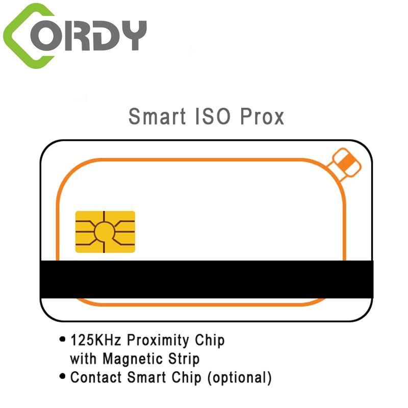 بطاقة مزدوجة RFID مع بطاقة شريط مغناطيسي مع جهة اتصال IC