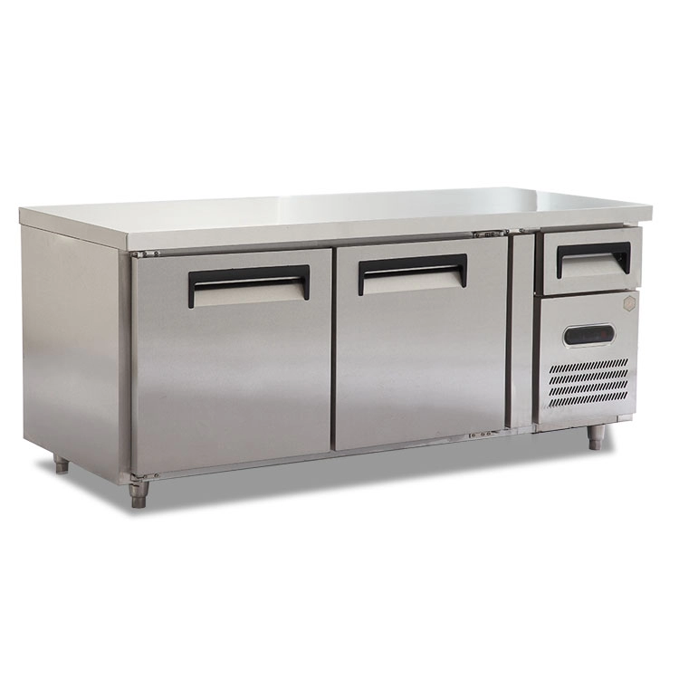 TG15L2 2 باب الفولاذ المقاوم للصدأ طاولة العمل التجارية الثلاجة الفريزر