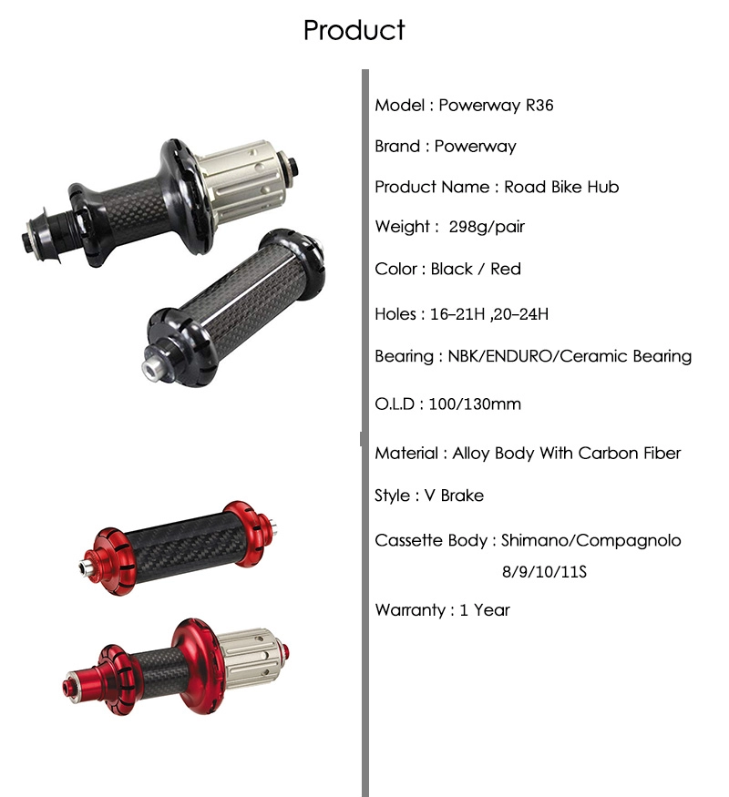 Powerway R36 Carbon Hubs Road Bike Hub