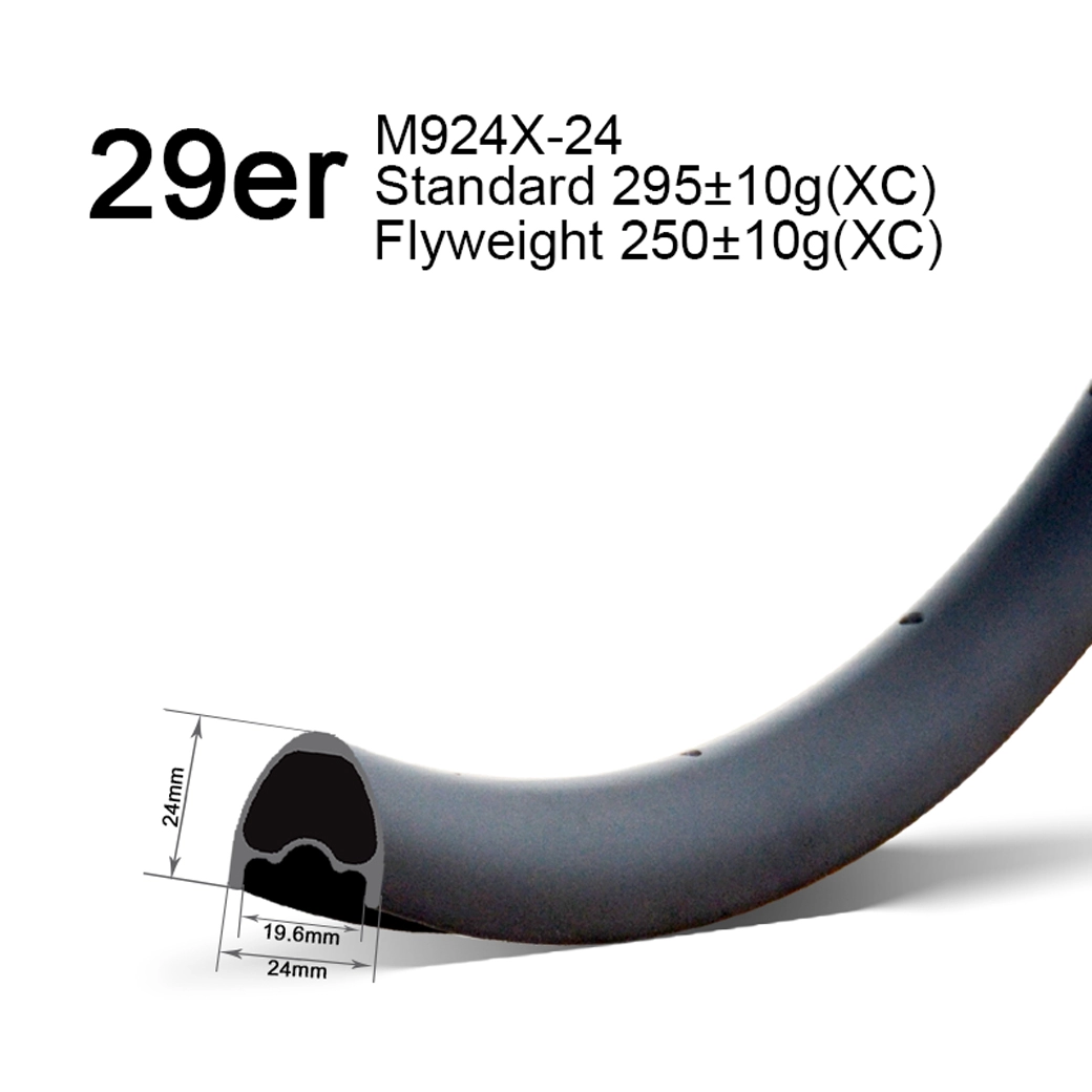 29er 24mm العرض 24mm العمق خفيفة الوزن الكربون الحافات XC
