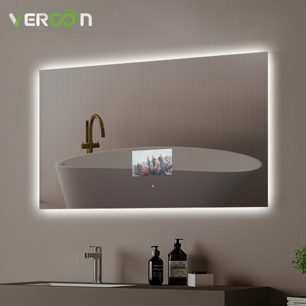مرآة حمام ذكية بإضاءة خلفية مع نظام التشغيل أندرويد 11 وشاشة تعمل باللمس مقاس 10.1 بوصة