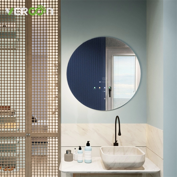 مرآة زينة ذكية مثبتة على الحائط بدون إطار مقاومة للضباب ومضادة للضباب