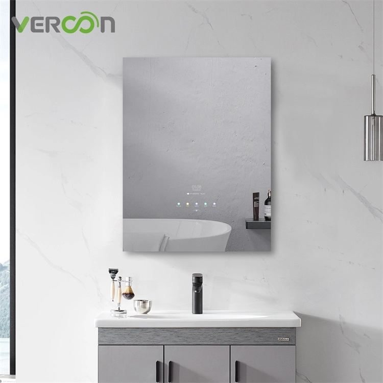 مرآة حمام ذكية بإضاءة خلفية مستطيلة مقاومة للماء ومضادة للضباب مقاس 30 بوصة