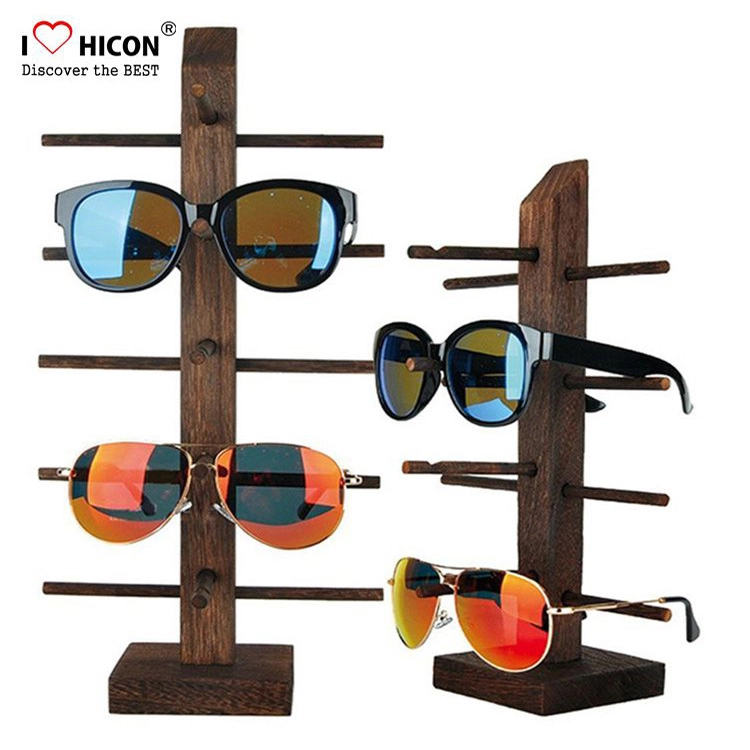 5 طبقات براون الخشب مخصصة عرض موقف النظارات الشمسية للبيع