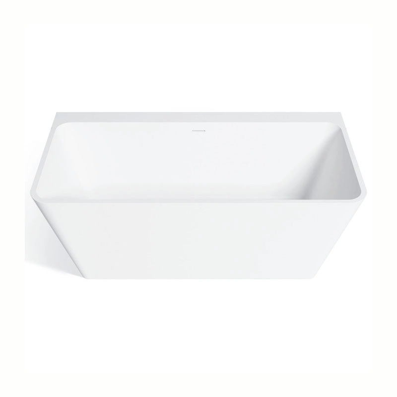 حوض استحمام ذو سطح صلب بتصميم حديث غير مثبت باللون الأبيض