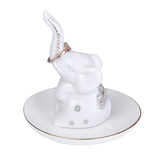 حامل طبق خاتم مجوهرات على شكل فيل من السيراميك مصنوع يدويًا لصواني حلية الزفاف للمشاركة
