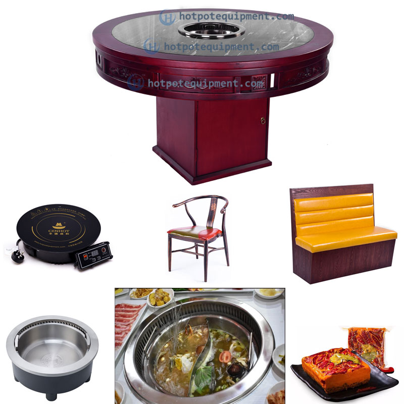 Round Wooden Chinese Downdraft Hot Pot Table For Restaurant Manufacturer effect - CENHOT
