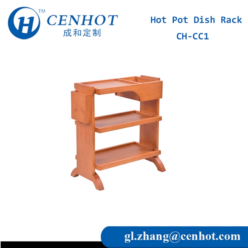 عربة مطبخ تجارية للبيع رف صحون تخزين خشبي (الحجم: 3 إطارات) - CENHOT