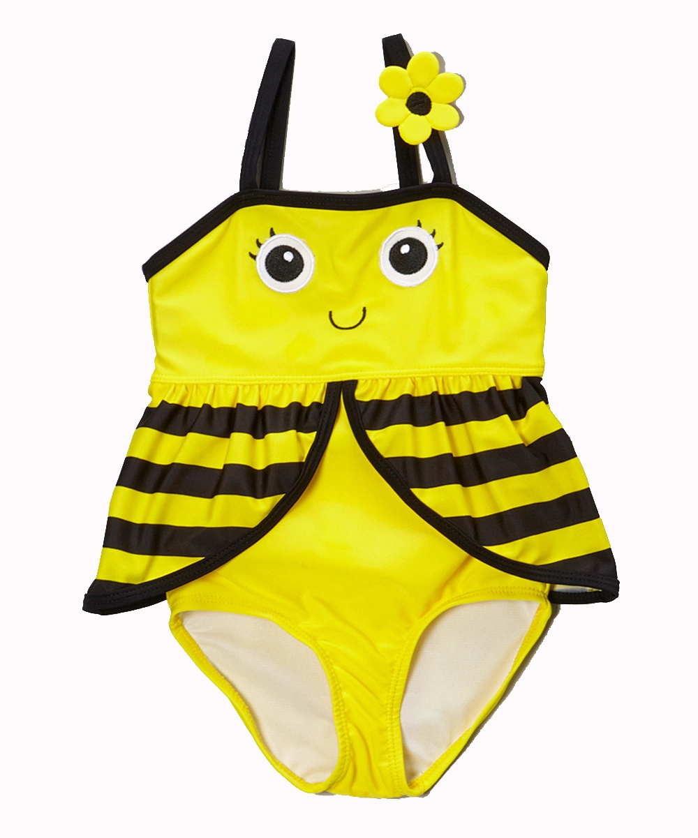 لطيف النحل Strappy الأصفر الاطفال فتاة ملابس السباحة قطعة واحدة