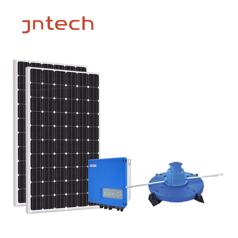 JNTECH نظام التهوية الشمسية نظام الأسماك مجداف عجلة مهوية تعمل بالطاقة الشمسية لنظام تربية الأحياء المائية