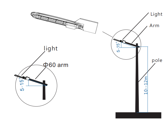 10m pole LED street light