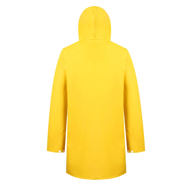 أزياء نسائية طويلة نمط أصفر معطف واق من المطر PU للماء