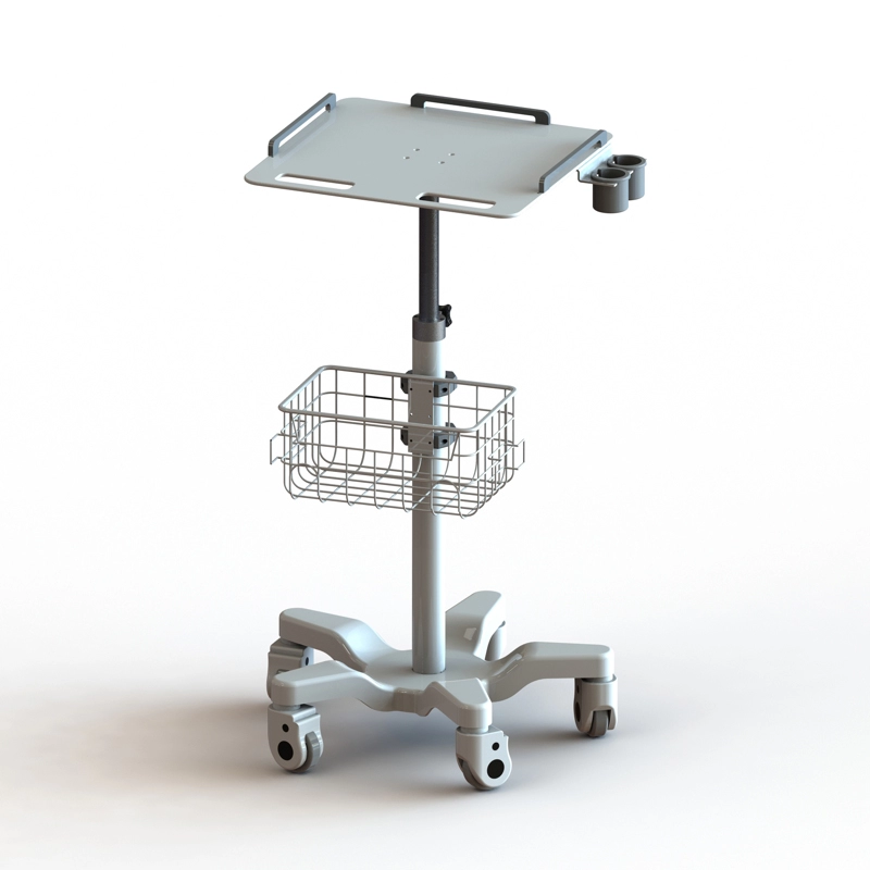عربة ECG قابلة للتعديل الارتفاع للاستخدام الطبي مع كوب معلق للماسح الضوئي