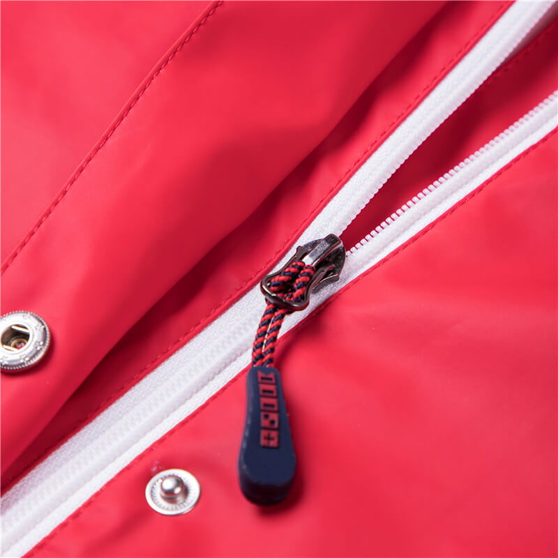 Men's Hooded Red Color Waterproof PU Raincoat