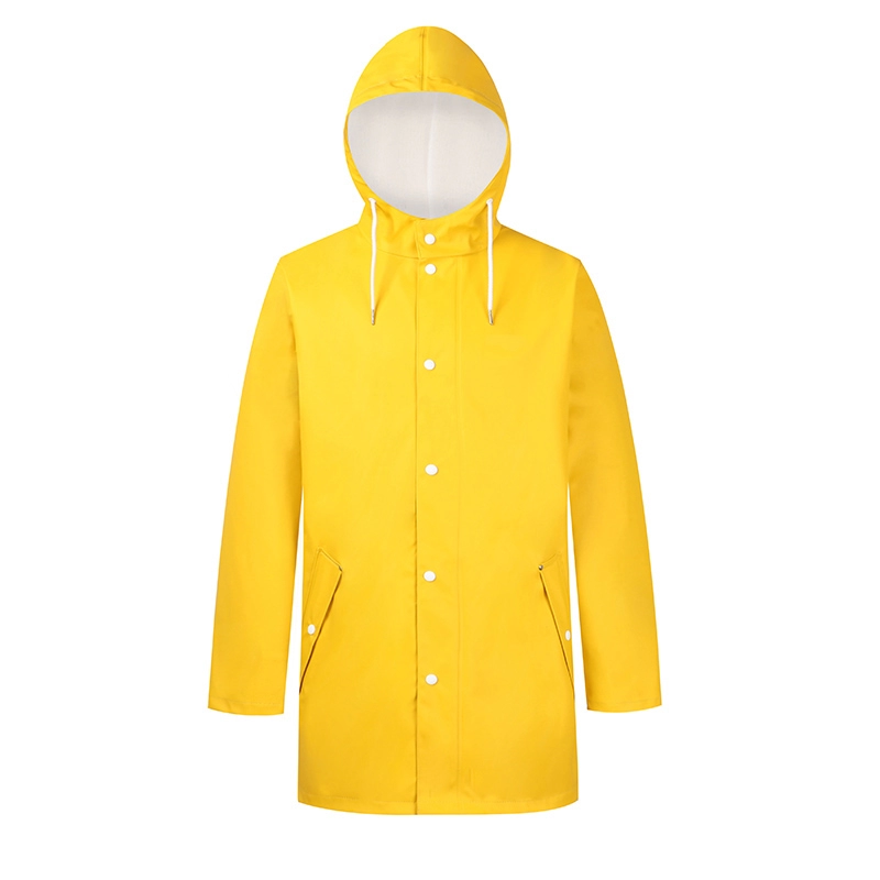أزياء نسائية طويلة نمط أصفر معطف واق من المطر PU للماء