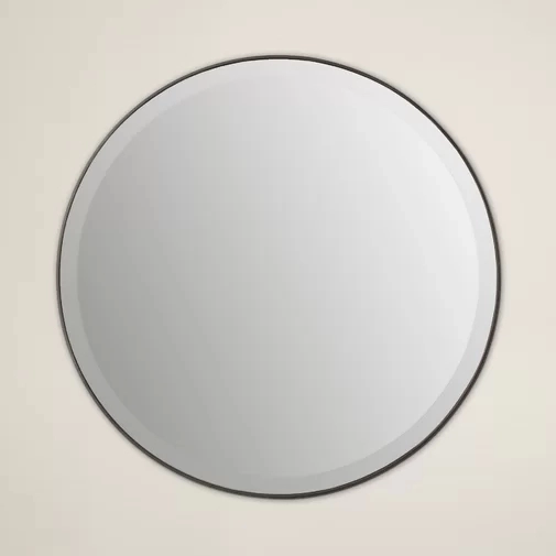 مرآة حائط دائرية معدنية سوداء اللون