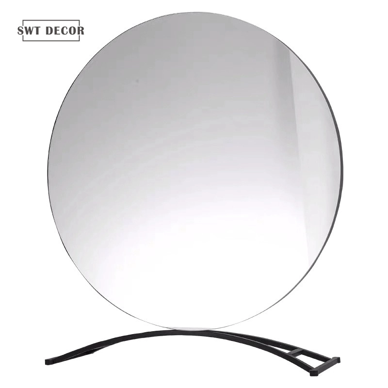 مرآة ديكور طاولة دائرية بدون إطار