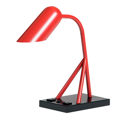 مصباح مكتب معدني أحمر حديث بالفندق مع منافذ