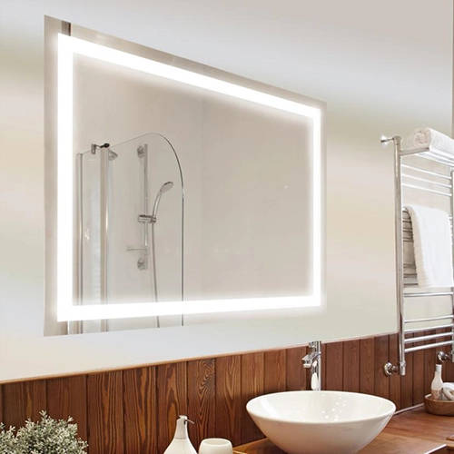 مرآة زينة على الحائط بإضاءة LED مع وسادة إزالة الرطوبة