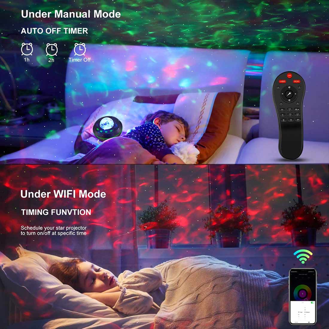 85° Rotating 4 in 1 Galaxy Projector;