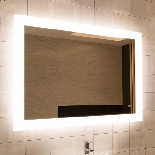 مرآة حمام بإضاءة LED مثبتة على الحائط مع مزيل ضباب