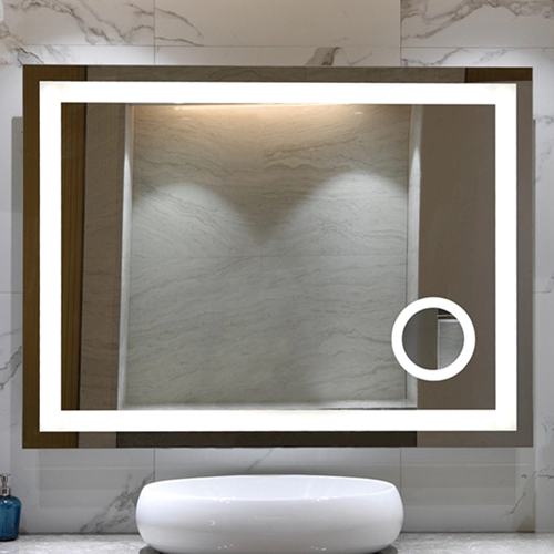 مرآة حمام بإضاءة LED مع مكبرة 5x