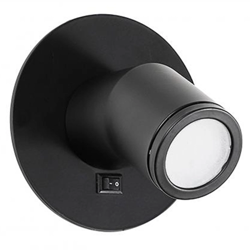 مصباح قراءة LED صغير دائري أسود اللون مع مفتاح