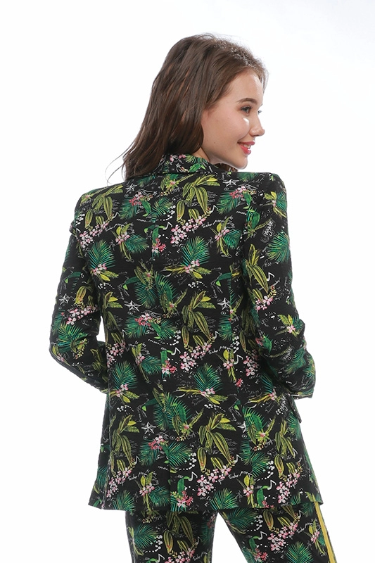 جودة عالية طويلة الأكمام رقيقة طباعة الأزهار الخضراء محبوك السيدات الدعاوى النساء الحلل