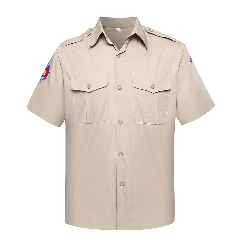 قميص رسمي عسكري كاكي للشرطة الكمبودية