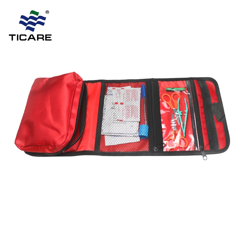 حقيبة أدوات الإسعافات الأولية الحمراء القابلة للطي للخارجية