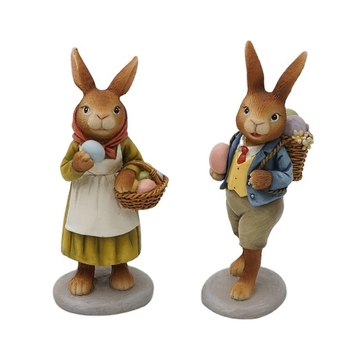 الراتنج عيد الفصح الديكور الأرنب زوجين FIgurines