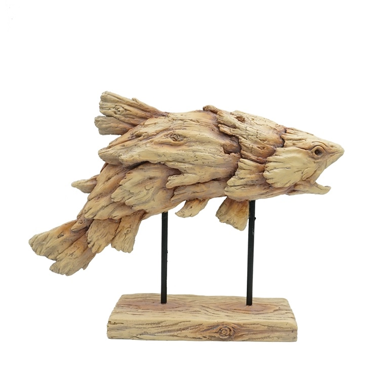 Driftwood تصميم الراتنج القفز الأسماك النحت