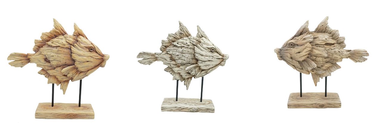 تمثال سمكة من الراتنج بتصميم Driftwood