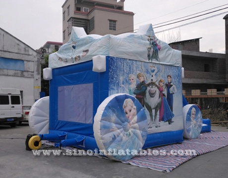 قلعة نطاط قابلة للنفخ على شكل عربة أطفال مجمدة في الهواء الطلق مزودة بشريحة EN14960 معتمدة من Sino Inflatables