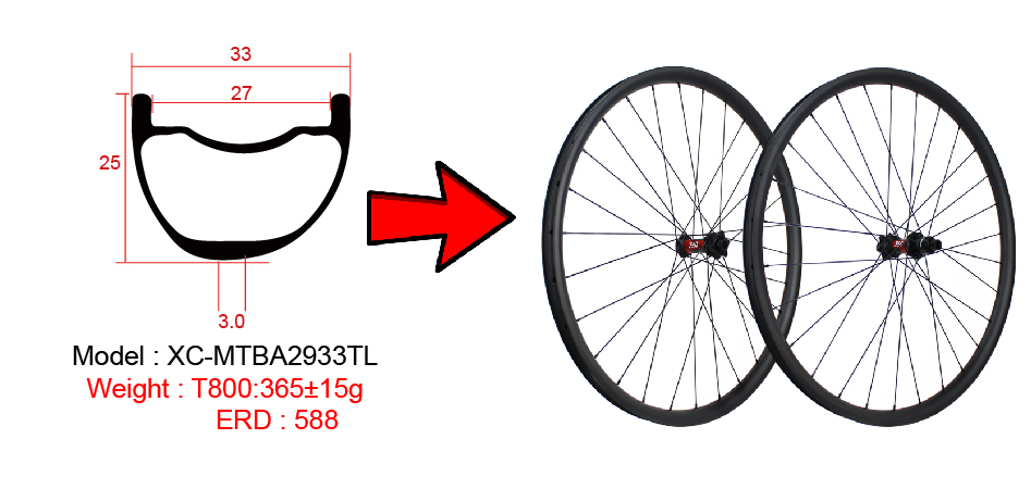 عجلات الكربون MTB غير المتماثلة