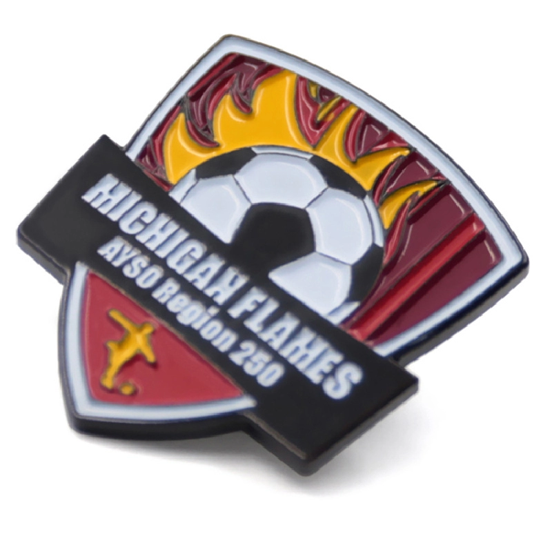 دبوس المينا الصلب لكرة القدم بشعار مخصص من الشركة المصنعة