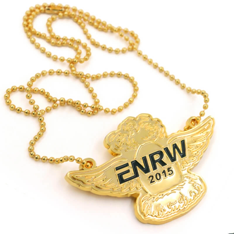 ميدالية فضية ذهبية مطلية بالجملة من المصنع مع سلسلة من الخرز